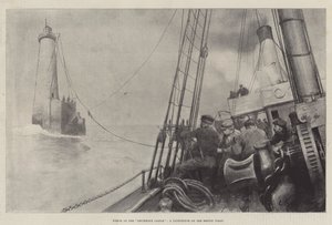 Vrak hradu Drummond, maják na pobřeží Bretaně od Louis Remy Sabattier