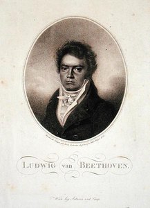 Ludwig van Beethoven (1770-1827), rytina Blasius Hofel (1792-1963) 1814 (mezzotinta) od Louis Rene (after) Letronne