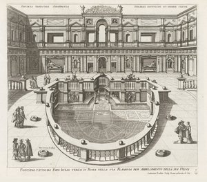 Nymphaeum v de Villa Giulia te Rome Fontána vyrobená papežem Iiuliem třetí v Římě na Via Flaminia (...) (název na předmětu) Fontány v palácích a zahradách Říma (název série) Fonteinen in de paleizen en tuinen van Rome (název série) od Louis Rouhier