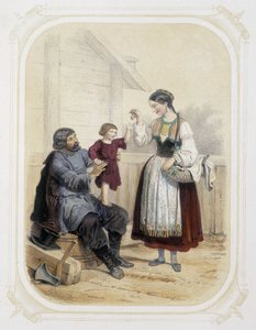 Rodina v Rusku - v ""Album mladého cestovatele"", ilustroval Louis Lassalle
