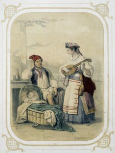 Rodina v Neapolském království, Itálie – v „“ Album du jeune voyageur““, ilustroval Louis Lassalle