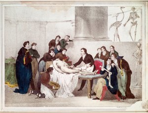 Lekce anatomie (litografie od Louis Thomas Bardel