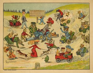 Kočky v různých automobilech. od Louis Wain