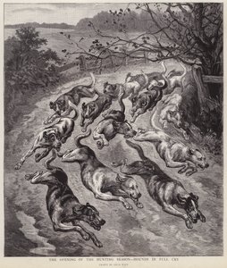 Psi v plném pláči na začátku lovecké sezóny (litho) od Louis Wain