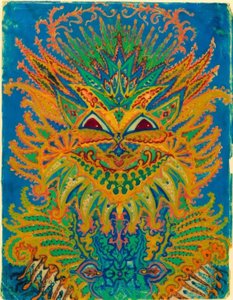 Kaleidoskop kočky: kočičí vzor na modré