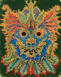 Kaleidoskop kočky: kočičí vzor na zelené od Louis Wain