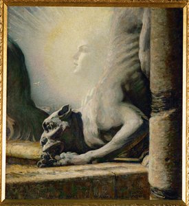 Sfinga a chiméra (malba na plátně)