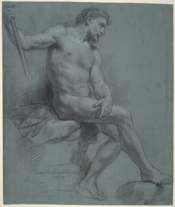 Sedící mužský akt v profilu od Louis de Boullogne the Younger