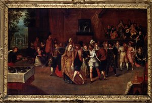 Ples v době Jindřicha III., dříve nazývaný „Svátek na dvoře Jindřicha III.“, kolem roku 1580. Obraz připisovaný Louisi de Caulery (Caullery) (známému jako Mistr Knihy skic Leningradu) (asi 1580 -asi 1621). Konec 16. století. Musee