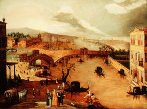 Scéna Galante v říční krajině (panel) od Louis de Caullery