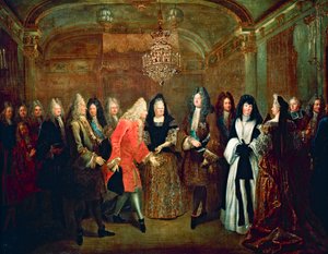 Ludvík XIV. přijímá ve Fontainebleau dne 27. září saského kurfiřta Fridricha Augusta II.