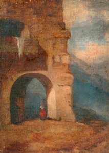 Italský rolník v kamenném oblouku, 1880-1900.