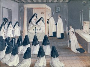 Podávání svatého přijímání jeptišce, z knihy "L