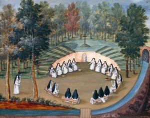 Opatství Port-Royal des Champs, setkání jeptišek o samotě od Louise-Magdeleine Hortemels (1688-1767), Francie