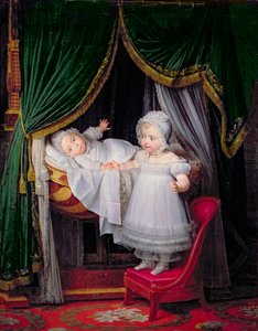 Henri-Charles-Ferdinand z Artois (1820-83) vévoda z Bordeaux a jeho sestra Louise-Marie-Therese z Artois (1819-64) v Tuileries