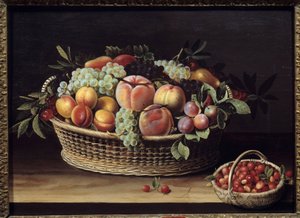 Ovocný košík a košíky s jahodami Obraz Louise Moillona (1610-1696) 1635 Toulouse, Musee des Augustins