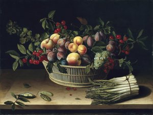 Zátiší s košíkem ovoce a svazkem chřestu, 1630