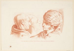 Studie tří mužských hlav od Louise Rosalie Hémery