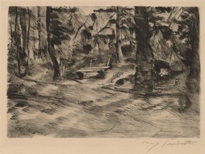 Bank im Walde II Lavička v lese II, 1917. od Lovis Corinth