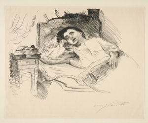 Dáma odpočívá v posteli od Lovis Corinth