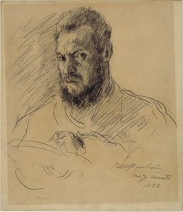 Autoportrét s plnovousem, kreslící od Lovis Corinth