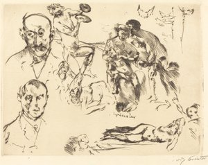 Sketches of Men, včetně Maxe Liebermanna, c. 1915. od Lovis Corinth
