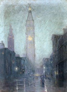 Madison Avenue at Twilight (pastel na hnědém papíře)