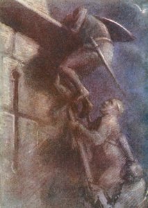 Ilustrace k příběhům křížových výprav (barevná litografie)