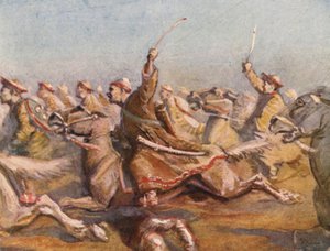 Ilustrace k příběhům křížových výprav (barevná litografie)