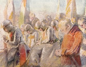 Ilustrace k příběhům křížových výprav (barevná litografie)