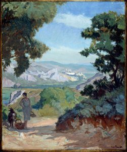 Rhodanská krajinomalba od Josepha Loyse Prata (1879-1934), 20. století.