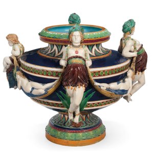 Velká majolika Minton jardiniere, kolem roku 1870 (keramika)