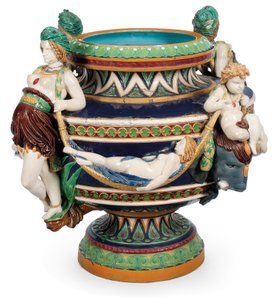 Velká majolika Minton jardiniere, kolem roku 1870 (keramika)