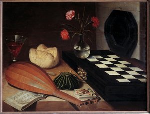 Zátiší u šachů Obraz Lubina Baugina (1612/1613-1663) 17. století ne. 0,55x0,73 m