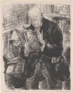 Muž čte v knihovně od Luc Albert Moreau (signed by artist)