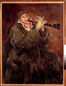 Grock hraje na trubku Klaun Gock (1880-1959) hraje na klarinet. Obraz Luc Albert Moreau (1882-1948) 20. století. Paříž. Městské muzeum moderního umění od Luc Albert Moreau