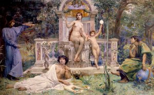 Dekorace hotelu Watel-Dehaynin: Verite. Je obklopena alegoriemi astronomie, hudby a poezie a malířství. Obraz Luc Olivier Merson (1846-1920)