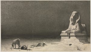 Zbytek na útěku do Egypta recto, Náčrt sfingy [] verso, c. 1879-80.