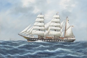 SY Fantome II (akvarel a kvaš na papíře) od Luca Papaluca