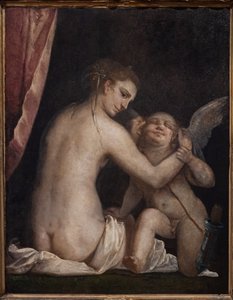 Fontanellato, Labirinto della Masone, Franco Maria Ricci Umělecká sbírka: "Venus se zavázanýma očima Cupid" od Luca Cambiaso