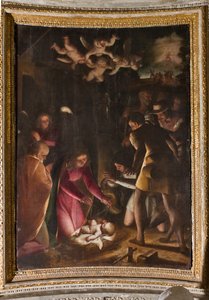 Janov, Duomo (katedrála sv. Vavřince), uvnitř, kaple Lercari nebo kaple Nejsvětější svátosti (severní apsida): "Klanění pastýřů", Luca Cambiaso od Luca Cambiaso