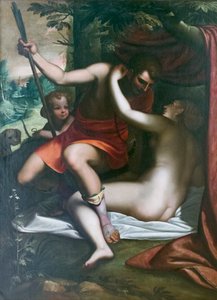 Venuše a Adonis, před rokem 1585, Luca Cambiaso (olej na plátně) od Luca Cambiaso