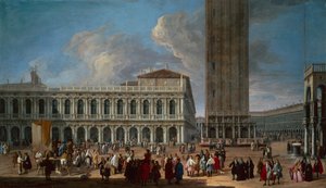 Piazzetta a Piazza San Marco, Benátky (olej na plátně) od Luca Carlevaris