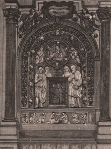 Oltář kostela Santa Maria delle Grazie, Luca della Robbia, Montepulciano, Toskánsko, Itálie, dřevoryt z Le cento citta d