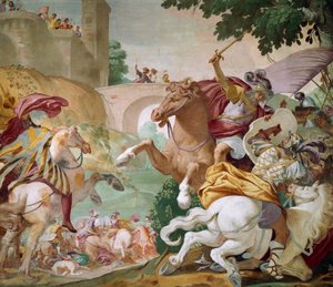 Life of Antenor, detail cyklu fresek od Lucy Ferrari (1605-1654), centrální sál Villa Selvatico, Battaglia Terme, Veneto, Itálie