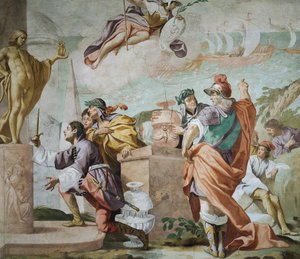 Lycaon, Antenorův syn, posvěcující Apollonovu dýku v Delfách, Epizoda mýtu o Antenorovi