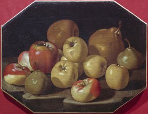 Zátiší s jablky a hruškami, olejomalba Luca Forte (1610-1670) od Luca Forte