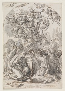Nanebevzetí Panny Marie; verso: Hlava ženy s dítětem od Luca Giordano
