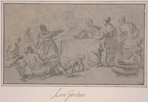 Banket bohatých (grafit a inkoust na papíře) od Luca Giordano