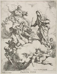 Svatá Anna přijatá v nebi Kristem a Pannou od Luca Giordano